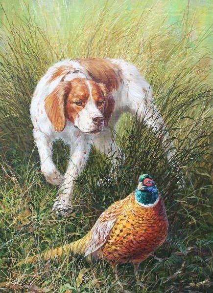 собаки и фазан - фазан, собака - оригинал