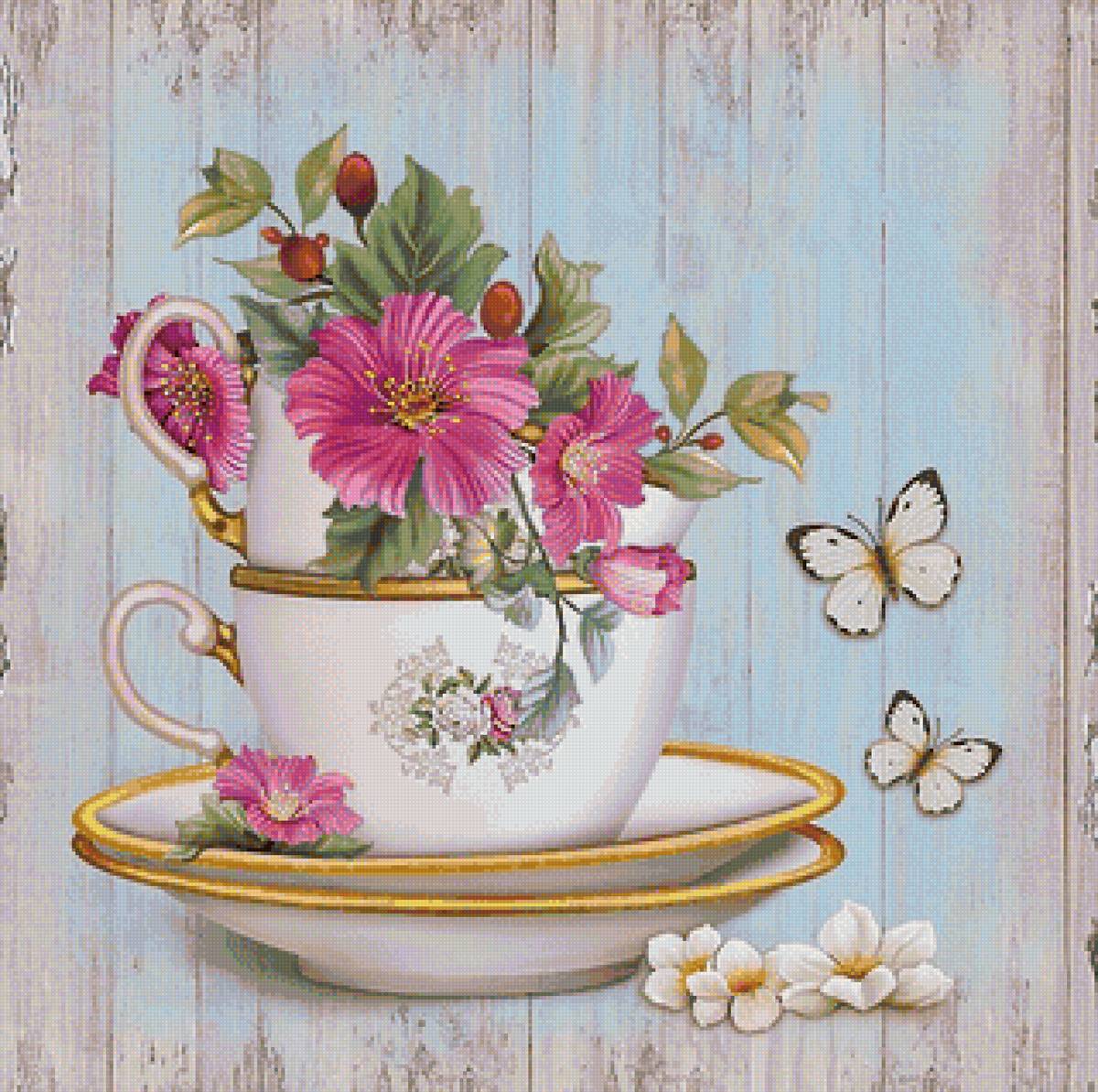 Для кухни - бабочки, отдыхалочка, цветы в чашках - предпросмотр