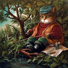 Схема вышивки «Кот на рыбалке»