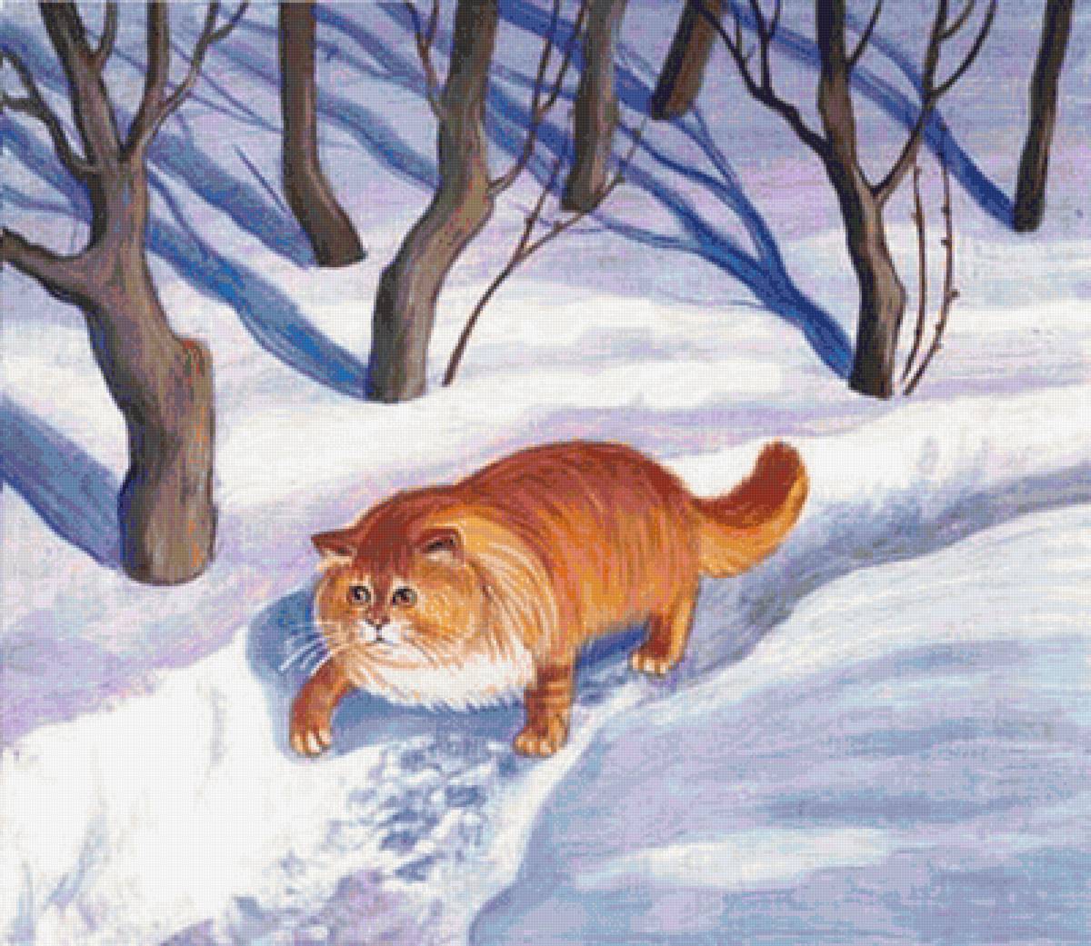 Зимние пейзажи с кошками