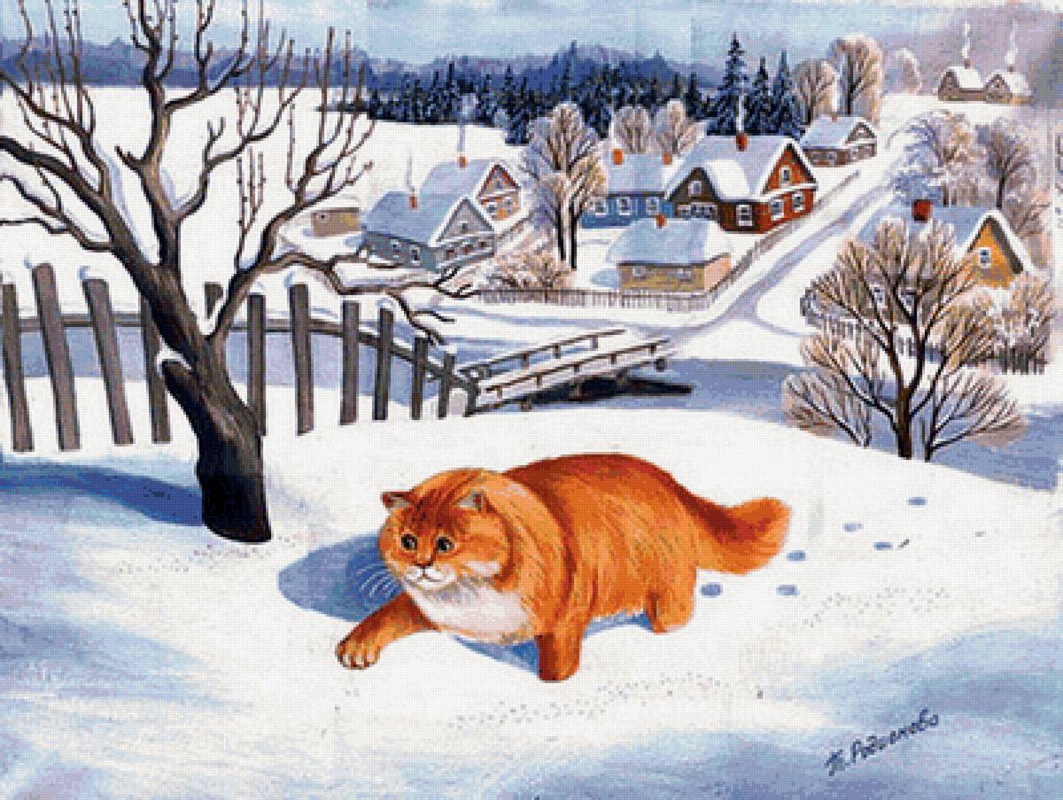 Рыжий кот на прогулке 1 - предпросмотр