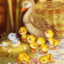 Схема вышивки «Курочка и цыплята»