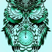 Схема вышивки «сова-часы»