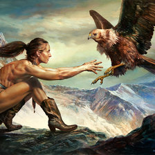 Схема вышивки «орел и горы»