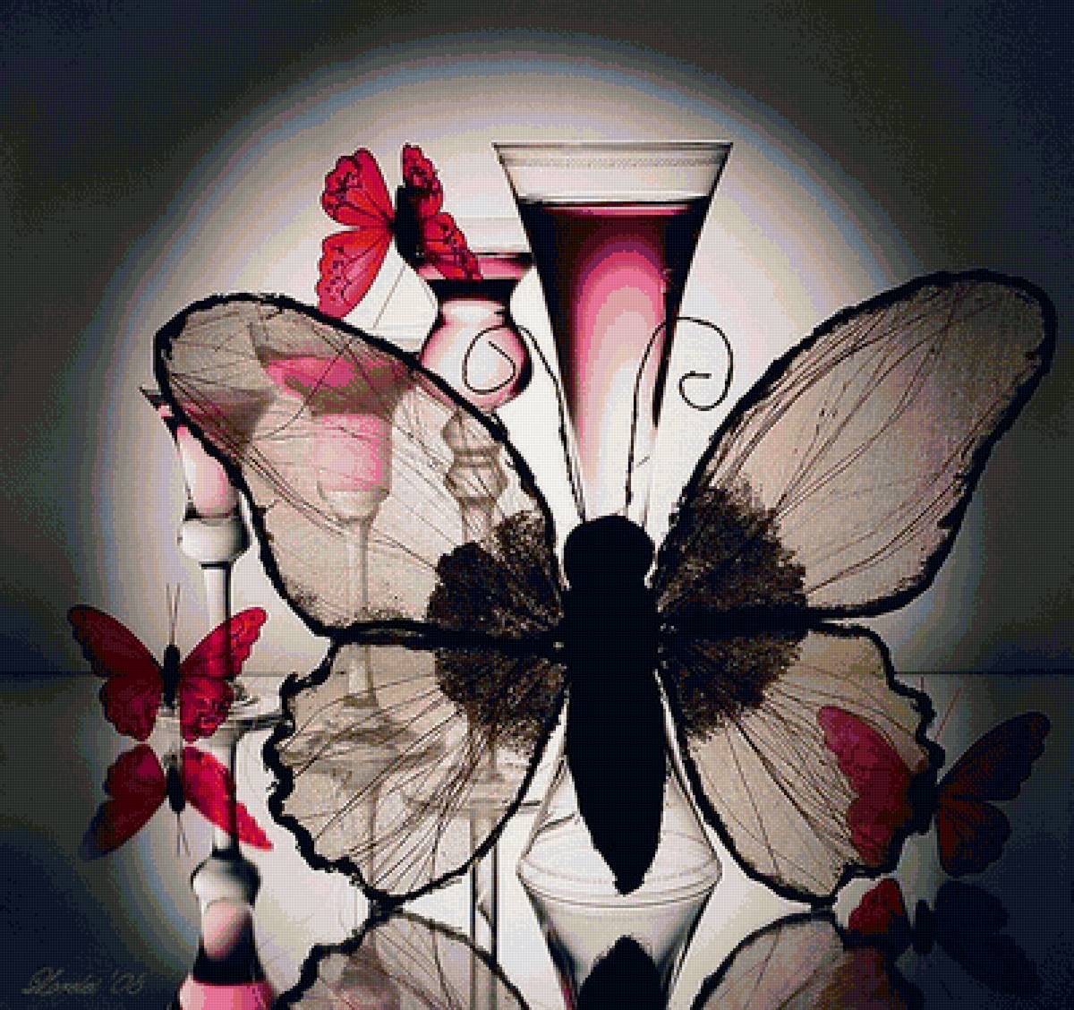 Бабочка в розовом цвете - предпросмотр