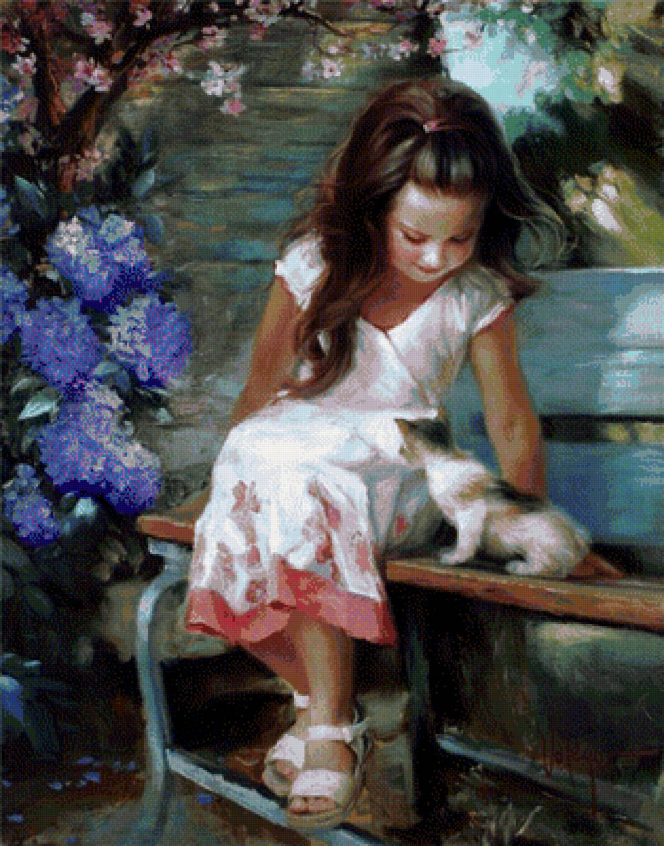 девочка - животные, дети - предпросмотр