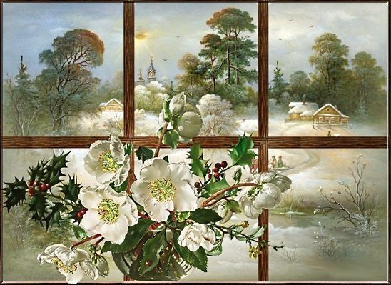 рождественские цветы - цветы, зима, рождество - оригинал