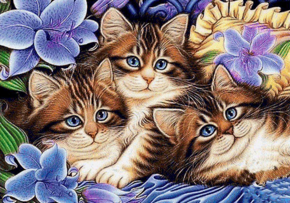 милее кошки - зверя нет - котята, лилии, лилия, кошки, домашние животные - предпросмотр