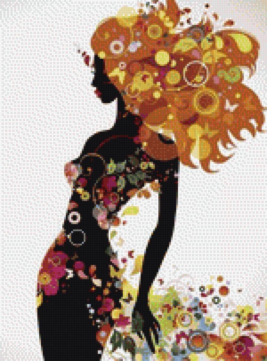 Яркий силуэт - девушка, силуэт - предпросмотр