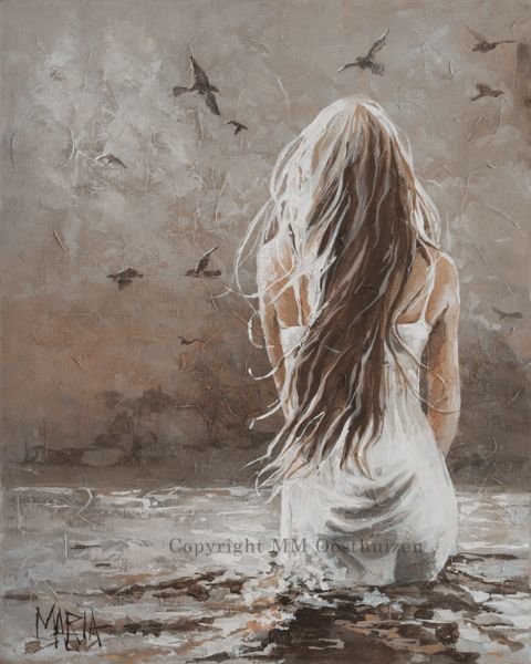 Девушка на берегу - море, девушка, берег - оригинал