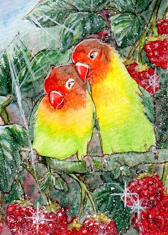 Акварель - птицы - оригинал