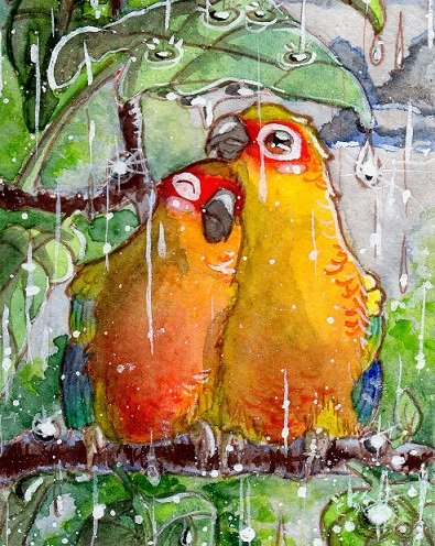 Акварель - птицы - оригинал