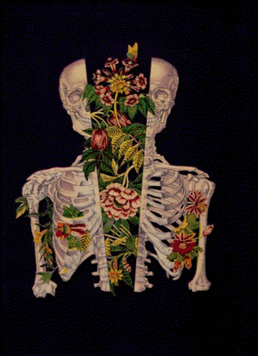 внутренняя красота - inner beauty, скелет, глубокий внутренний мир, flowers, цветы, bones - предпросмотр