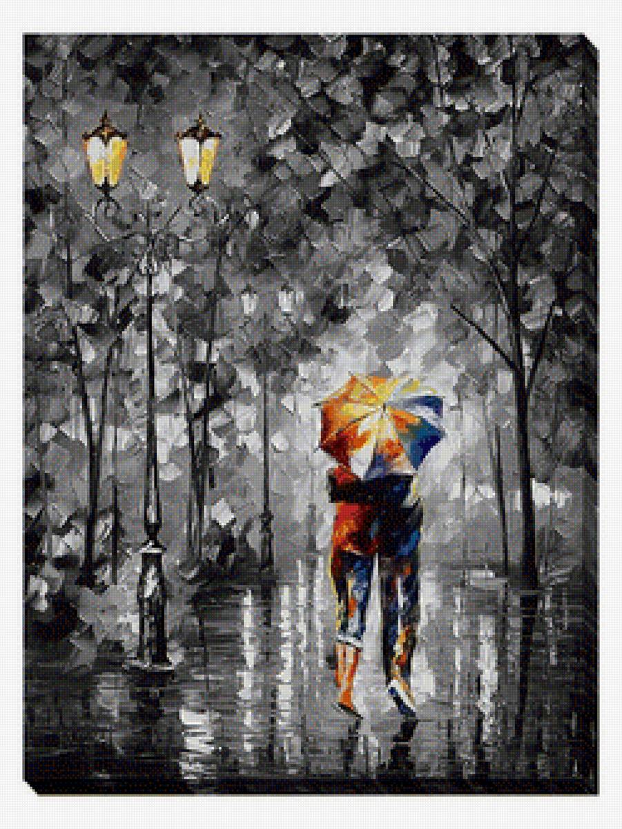 Под зонтом - прогулка, двое, зонт, дождь - предпросмотр