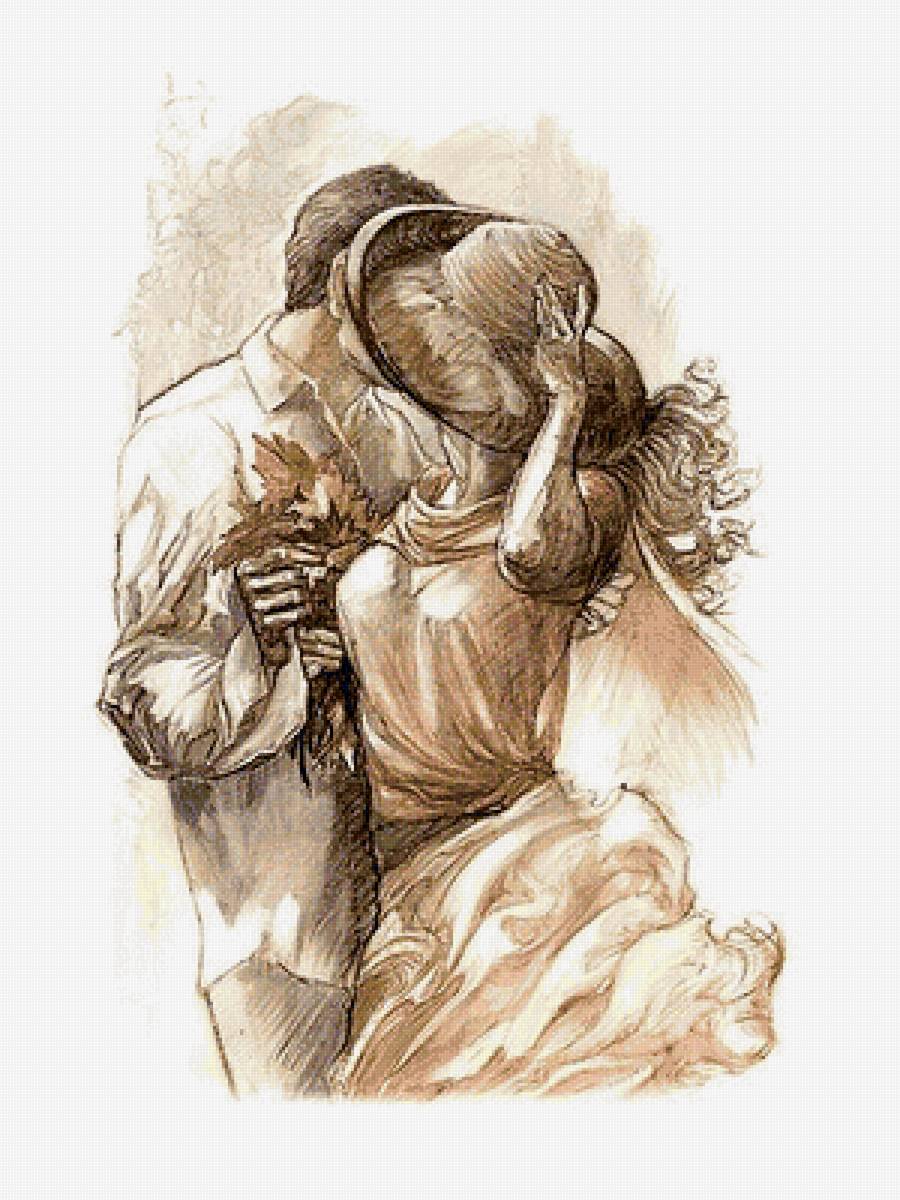 романс о влюблённых - девушка, мужчина, поцелуй, женщина, любовь, пара, юноша - предпросмотр