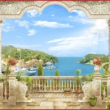 Схема вышивки «На берегу с грифонами»