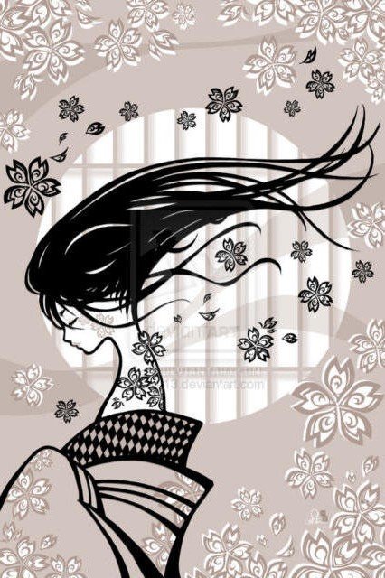 Развеивание - японка, девушка, волосы - оригинал