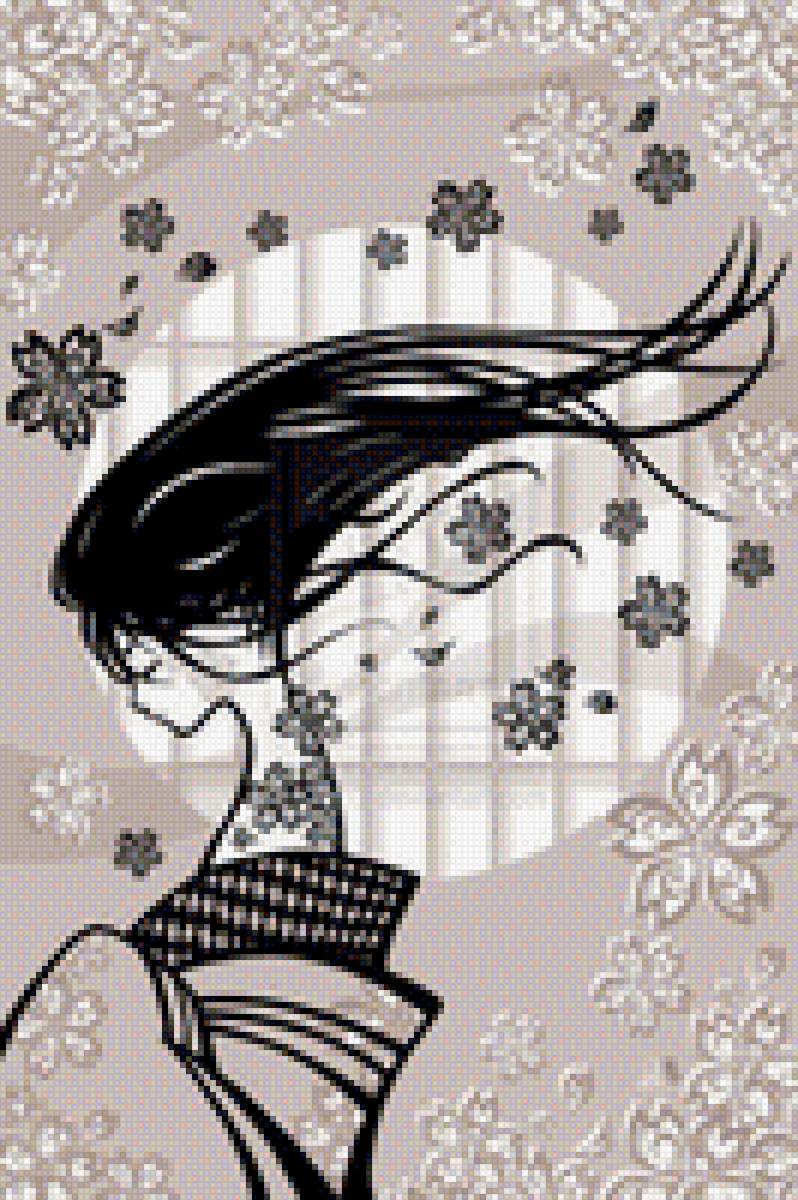 Развеивание - японка, девушка, волосы - предпросмотр