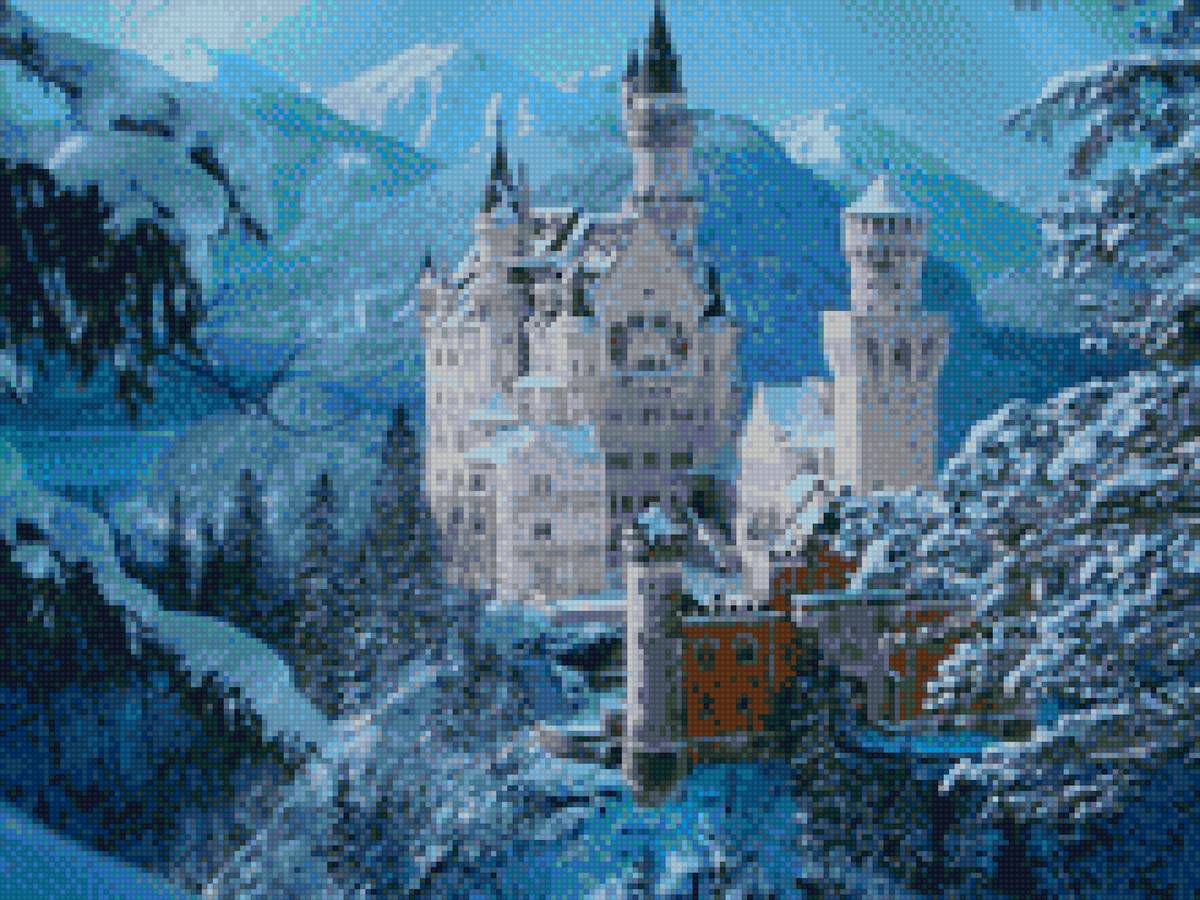 замок зимой - горы, германия, замок, зима - предпросмотр