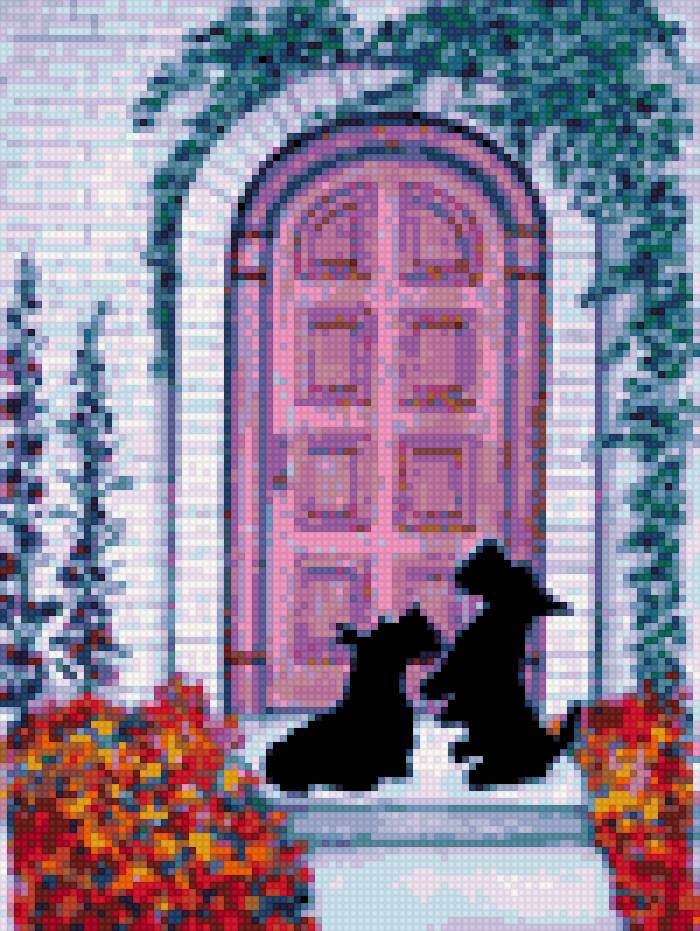 Синди Линч скотчи у двери - скотч терьер, синди линч - предпросмотр