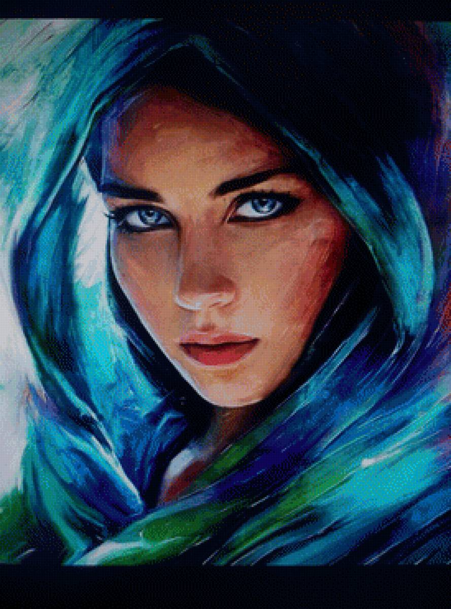 Девушка в синем - предпросмотр