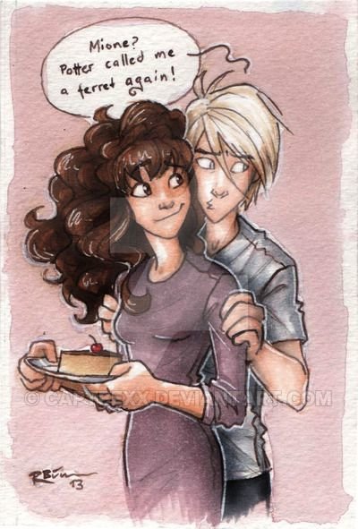Драмиона - арты, рисунки, драко малфой, гермиона грейнджер - оригинал