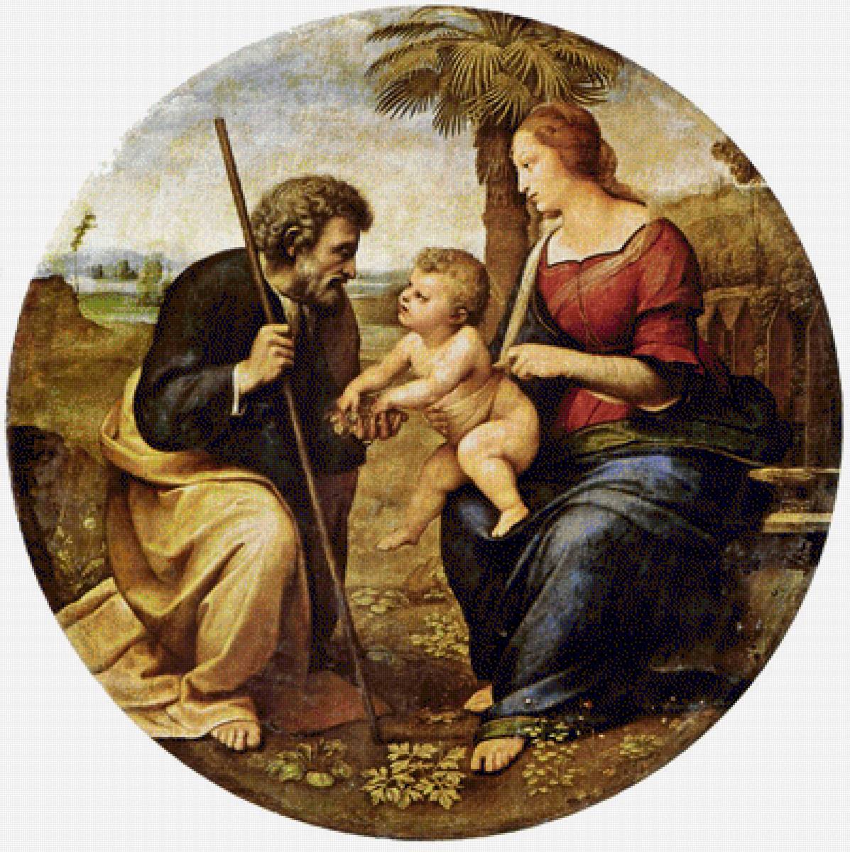 Святое семейство под пальмой - рафаэль - предпросмотр