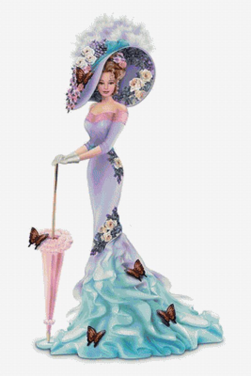 Леди в голубом - дама, девушка - предпросмотр