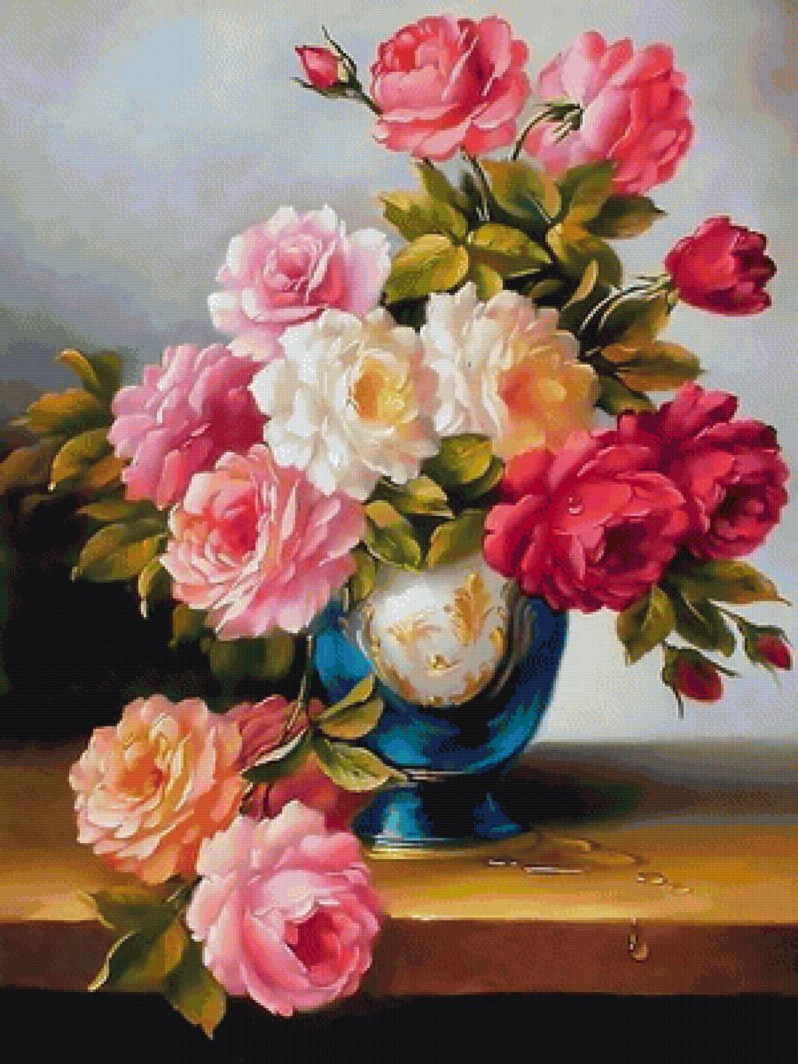 розы в вазе - предпросмотр