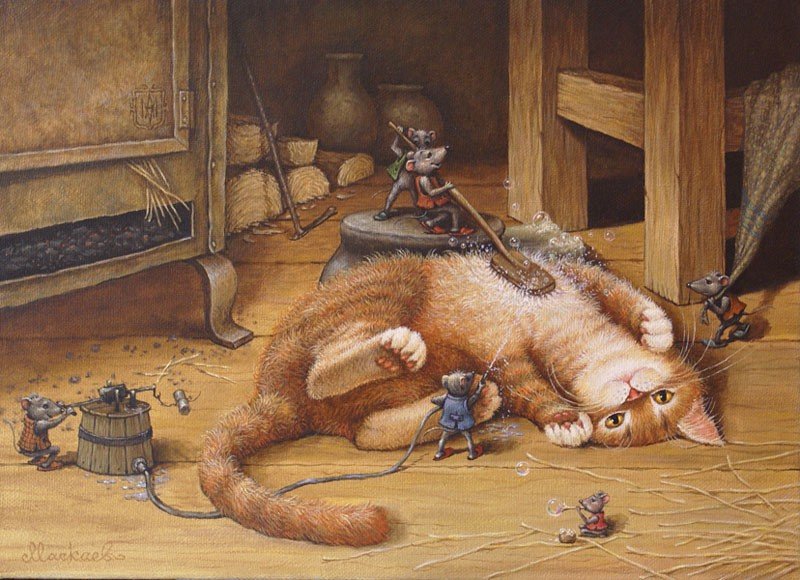 Купание - коты - оригинал