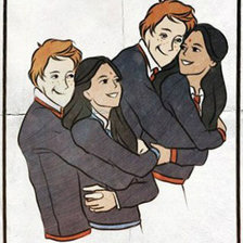 Схема вышивки «Фред и Джордж Уизли и Парвати и Падма Патил»