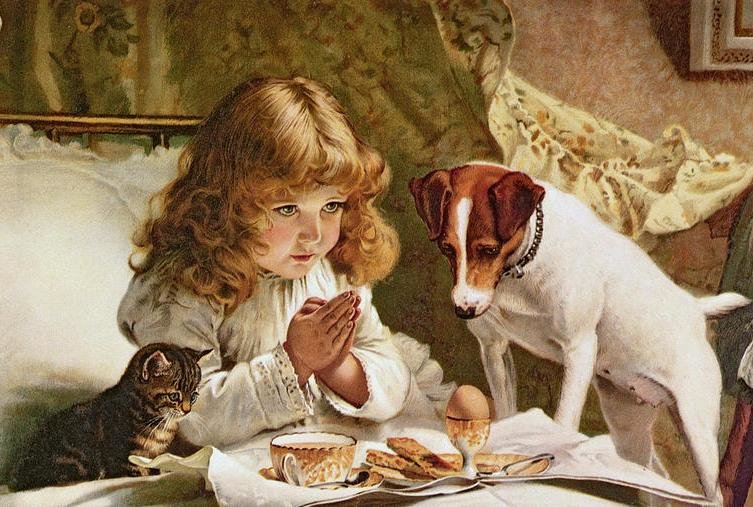 Чарльз Бертон Барбер "Утренняя молитва" - утро, картина, девочка, молитва - оригинал