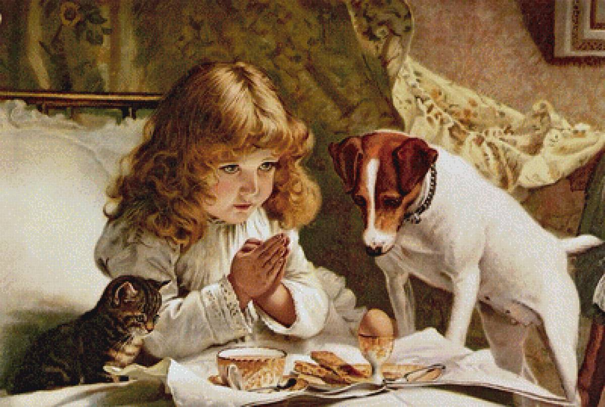 Чарльз Бертон Барбер "Утренняя молитва" - молитва, девочка, картина, утро - предпросмотр