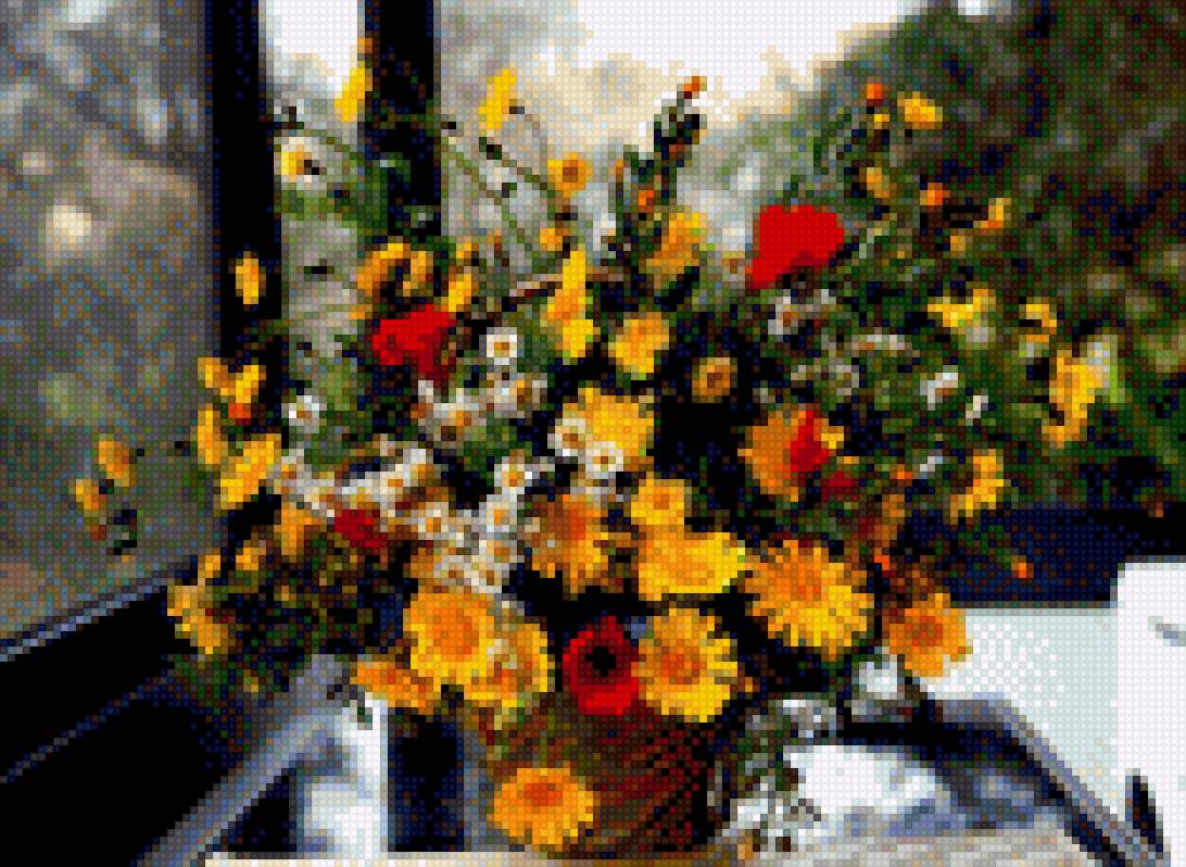 Полевые цветы - полевые цветы, маки, букет, одуванчики, ромашки - предпросмотр