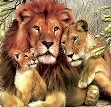 Оригинал схемы вышивки «Семейство львов» (№1542796)