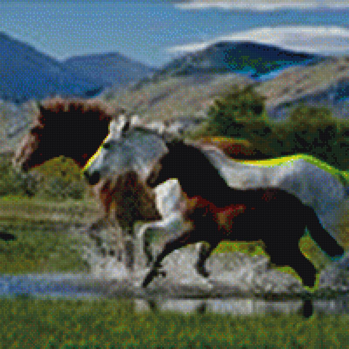 Бегущие лошади - лошади горы - предпросмотр