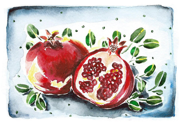 Гранаты - фрукты, рисунки, арты - оригинал