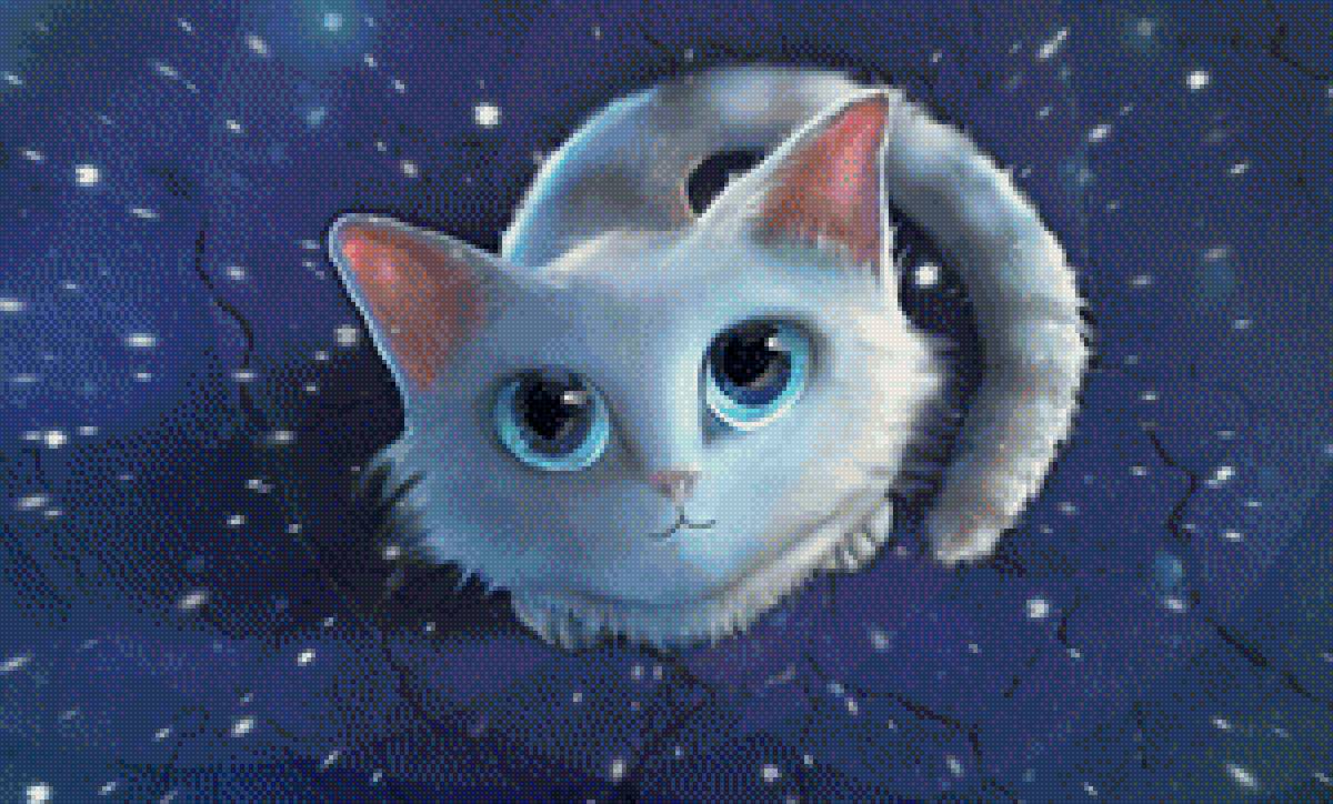 Котик - арты, рисунки, котик, ночь - предпросмотр