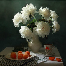 Схема вышивки «белые пионы»