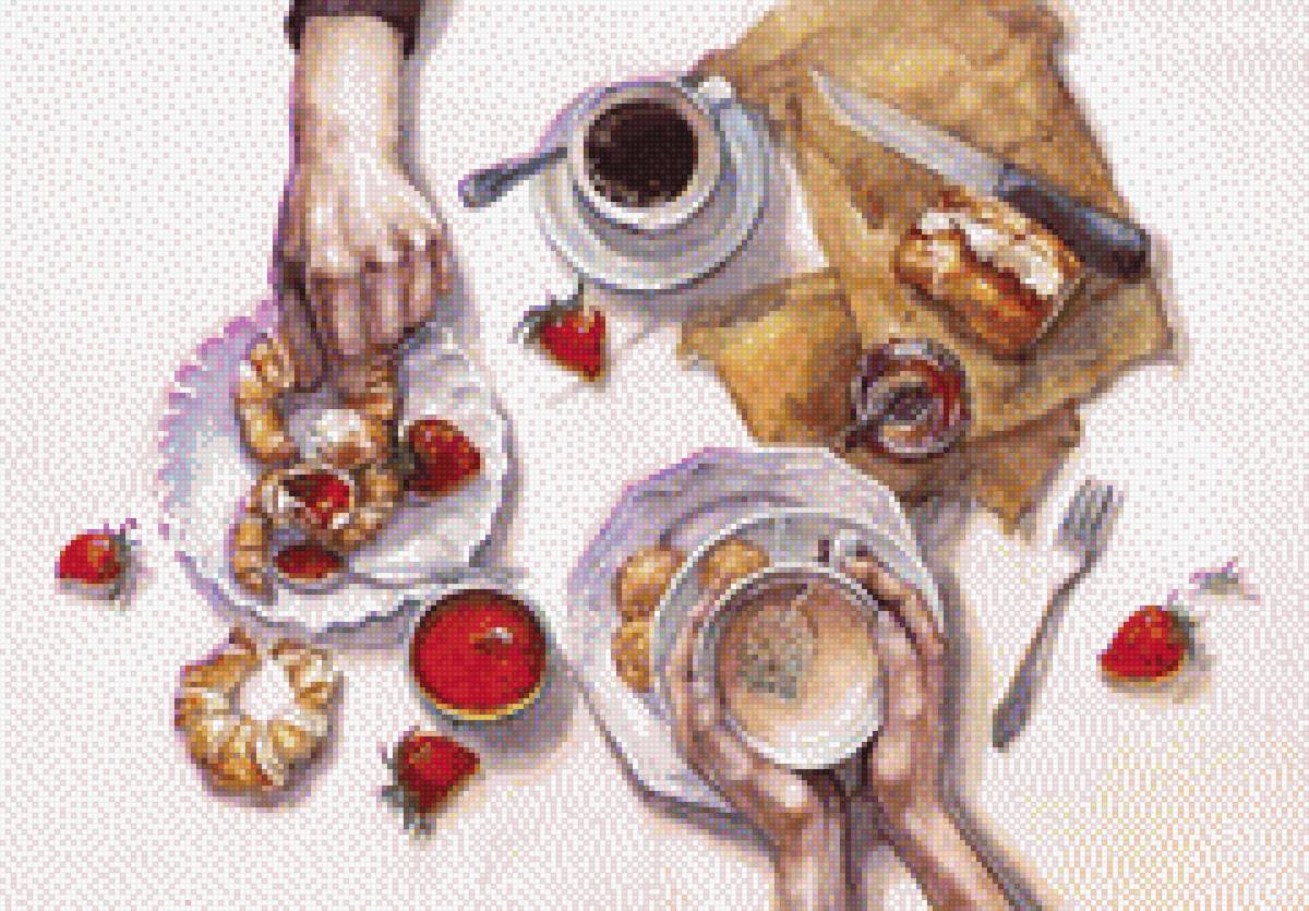 Чаепитие - пара, чай, завтрак, еда - предпросмотр