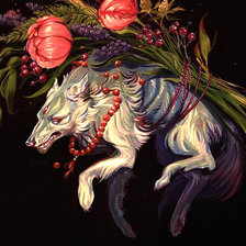 Схема вышивки «волчик в цветах»