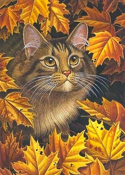 милее кошки - зверя нет - кот, кошка, осень, домашние животные - оригинал