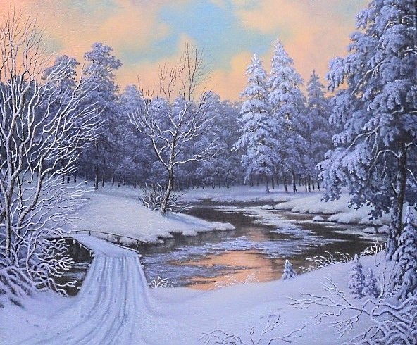зимний пейзаж - зима, пейзаж, снег, лес - оригинал