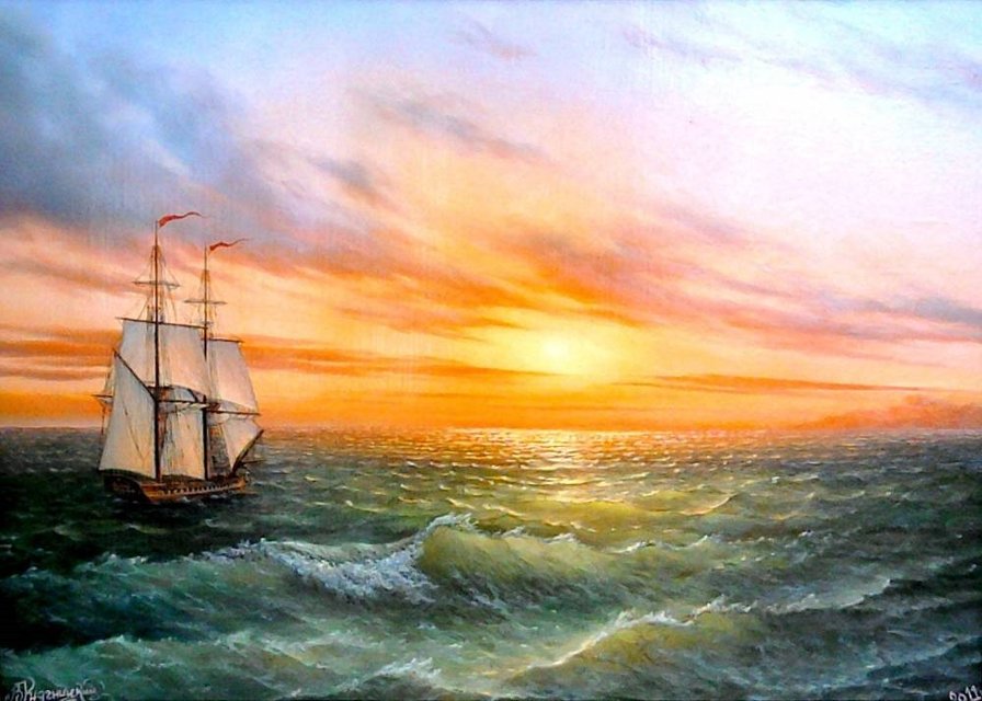 Море. В.М.Княгницкий - парус картина, море - оригинал