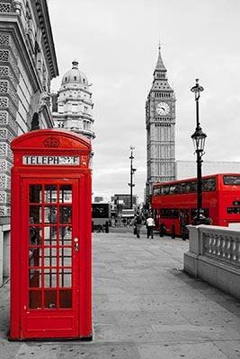 Лондон - красный, лондон, автобус, телефон, серый, биг-бен - оригинал