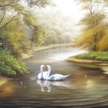 Схема вышивки «лебеди»