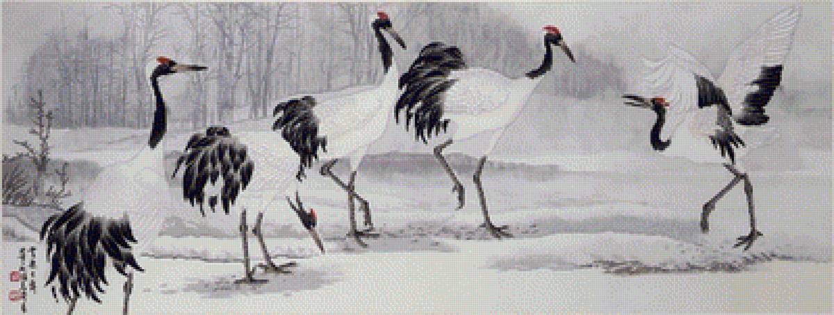 Танцы на снегу - журавли, танцы - предпросмотр