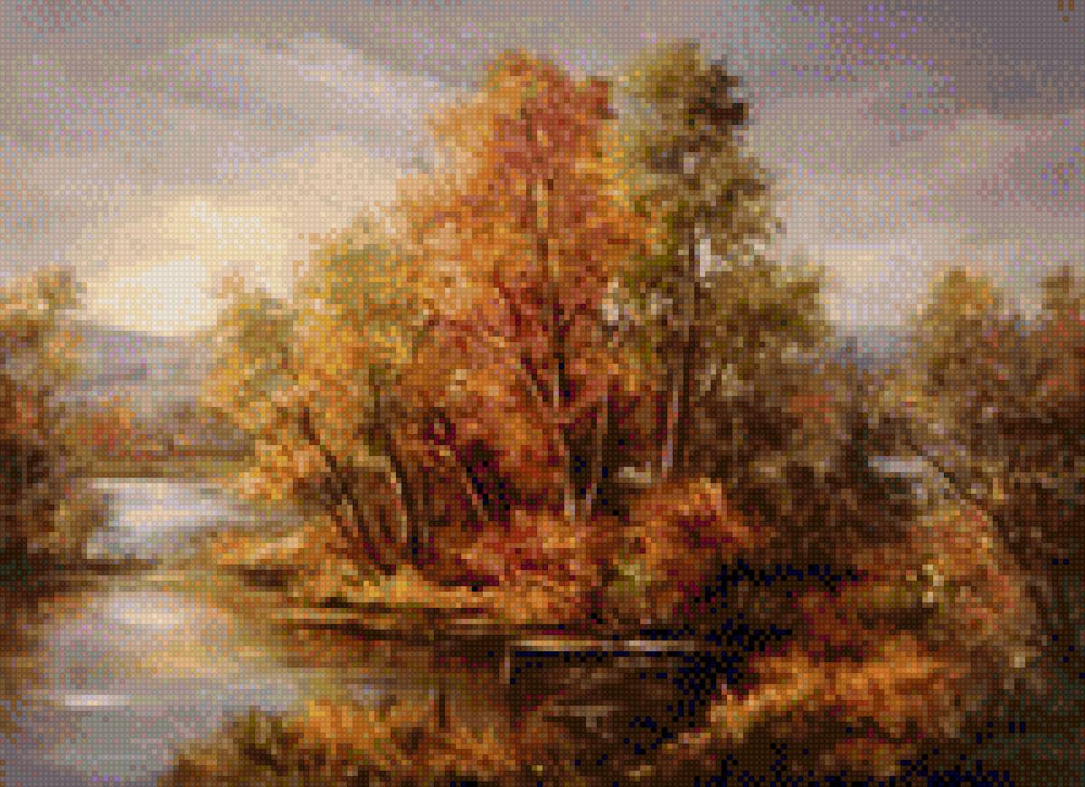 ARBOL EN EL LAGO EN OTOÑO - otoño arbol lago - предпросмотр