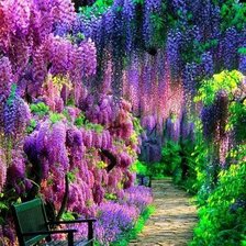 Схема вышивки «PARQUE PRINAVERAL EN COLORES ROSAS Y LILAS»