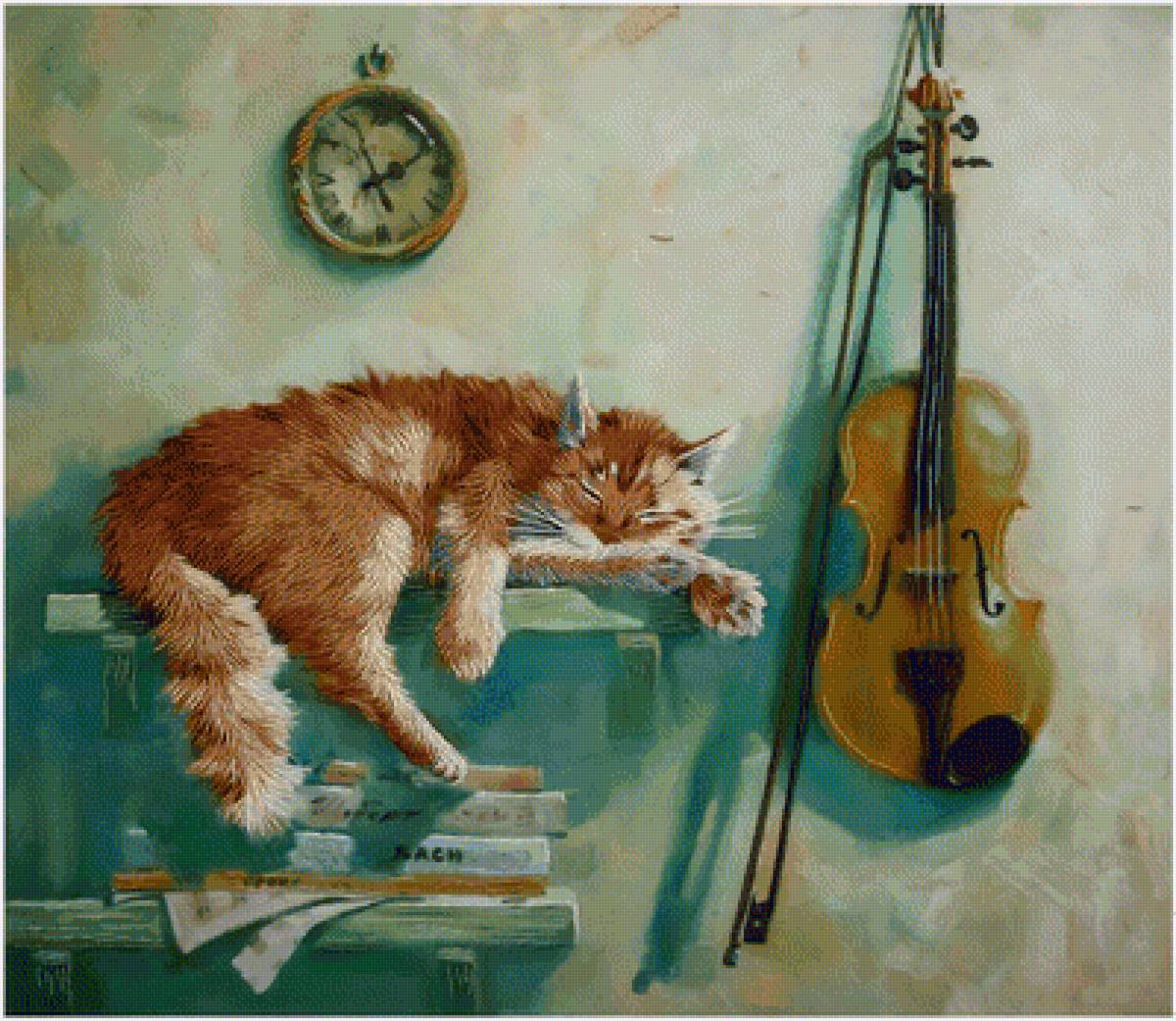 Без пяти минут два - скрипка, кот, часы - предпросмотр